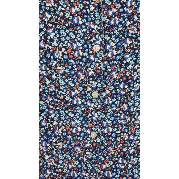 SO Women's Medium Blue Floral Button Up Long Sleeve Shirt 100% Rayon Super Soft - Picture 7 of 7